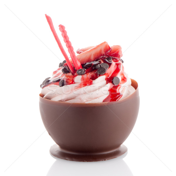 Strawberry and chocolate pastry mousse Stock photo © homydesign