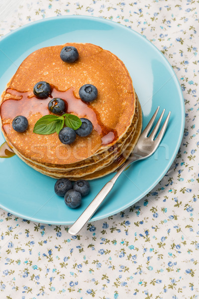 Pancakes with fresh blackberries Stock photo © homydesign