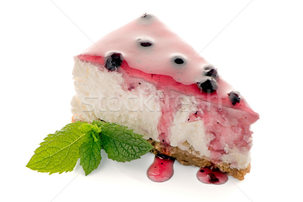 Tarta de queso rebanada blanco alimentos torta rojo Foto stock © homydesign