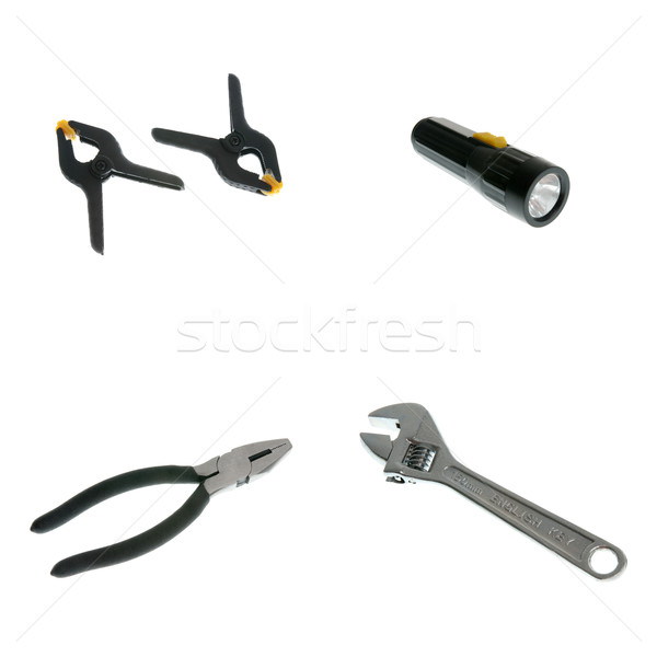 lantern, plier, english key and clamps Stock photo © homydesign