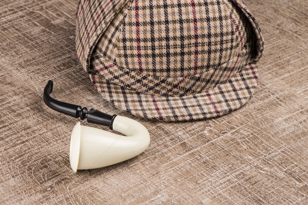 Sherlock Hat and Tobacco pipe Stock photo © homydesign