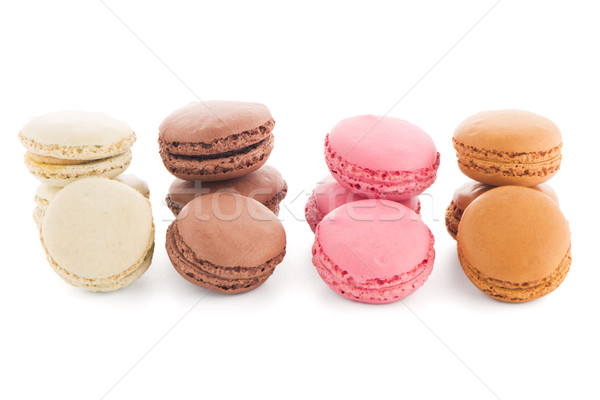 Stockfoto: Kleurrijk · frans · macarons · witte · voedsel · koffie