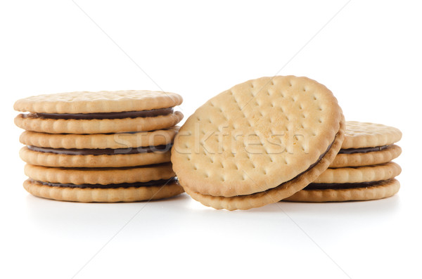 Sandwich biscuits chocolade vulling witte gebroken Stockfoto © homydesign