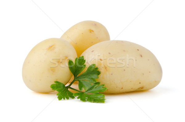 Nowego ziemniaki zielone pietruszka odizolowany biały Zdjęcia stock © homydesign