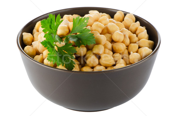 Stock photo: Closeup of a bowl with boiled chickpeas