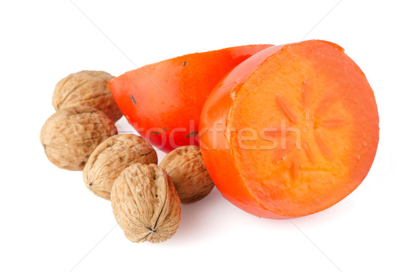 [[stock_photo]]: Noix · blanche · fruits · fond · orange