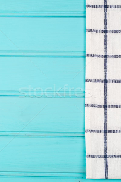 Stockfoto: Blauw · witte · handdoek · tabel · oppervlak · houten · tafel