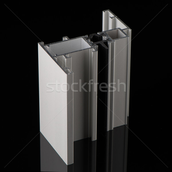 Aluminium Profil Probe isoliert schwarz Gebäude Stock foto © homydesign
