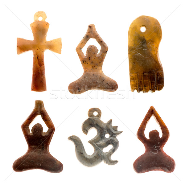 Indiai kulturális szimbólumok hat kő izolált Stock fotó © homydesign