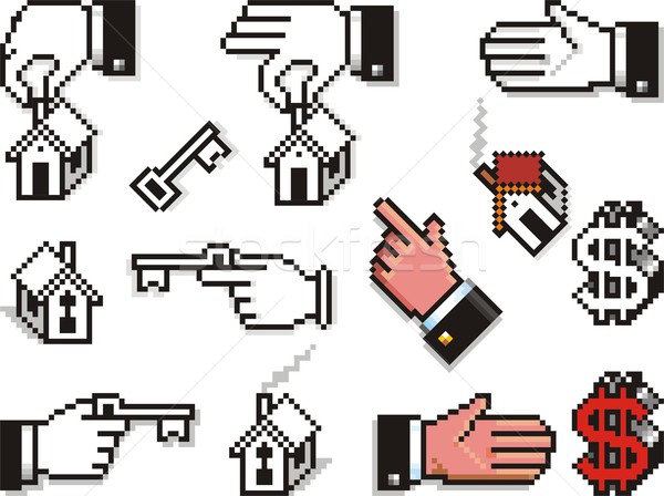 Pixelated Hands with Houses and Keys Stock photo © HouseBrasil