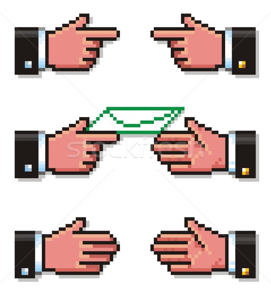 соглашение Пиксели рук иконки три Сток-фото © HouseBrasil