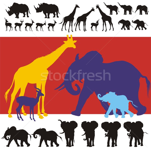 African Animals Silhouettes Stock photo © HouseBrasil