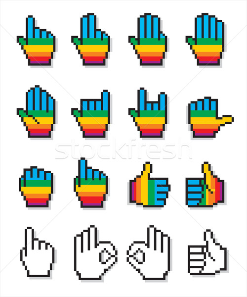 Szett pixeles kurzor kezek gyűjtemény rszokatlan Stock fotó © HouseBrasil