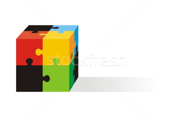 Puzzle Würfel Stücke weiß Vektor Stock foto © HouseBrasil