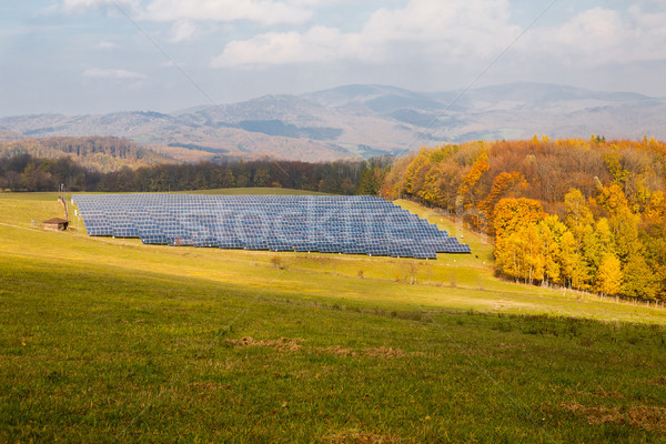 Solar panels on green meadow Stock photo © hraska