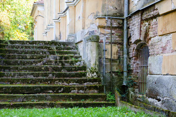 Lépcsőház palota kő lépcső elhagyatott nemes Stock fotó © hraska