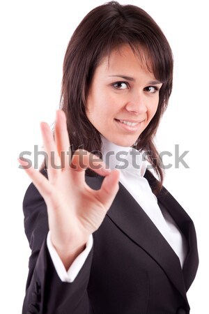 Femeie de afaceri cauza izolat alb fată mână Imagine de stoc © hsfelix