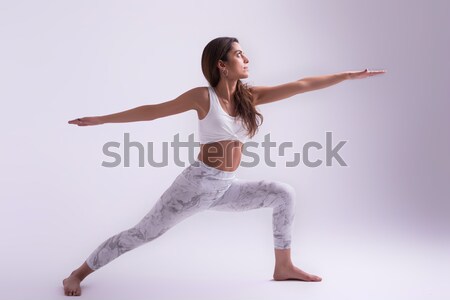 Ioga mulher jovem prática isolado branco Foto stock © hsfelix