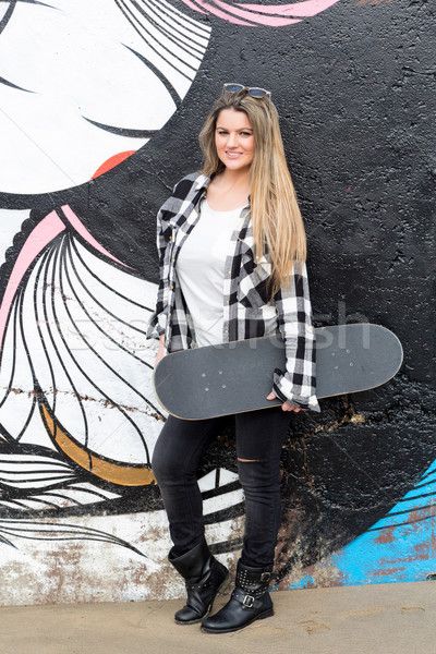 красивой скейтбордист моде жизни скейтборде Сток-фото © hsfelix