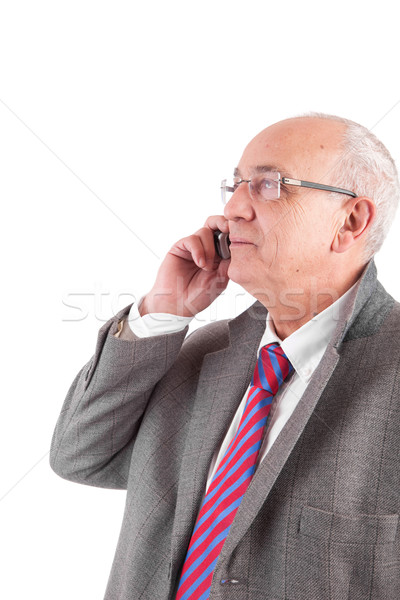 Volwassen zakenman telefoon geïsoleerd witte business Stockfoto © hsfelix