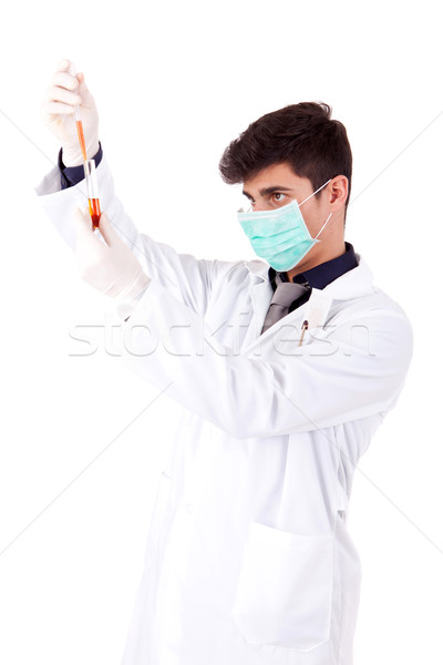Om de ştiinţă tineri lucru laborator muncă medical Imagine de stoc © hsfelix