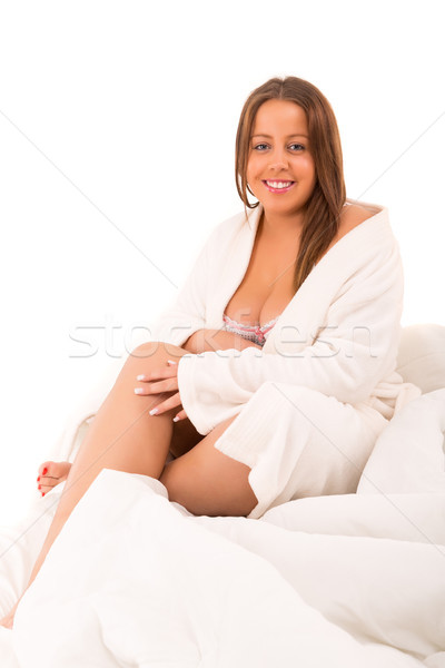 Mare femeie relaxare frumos pat nud Imagine de stoc © hsfelix