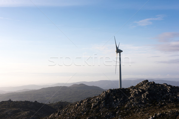 Wind Energie schönen blauer Himmel Sonnenuntergang Technologie Stock foto © hsfelix