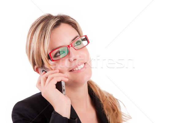 Zakenvrouw telefoon geïsoleerd witte vrouw meisje Stockfoto © hsfelix