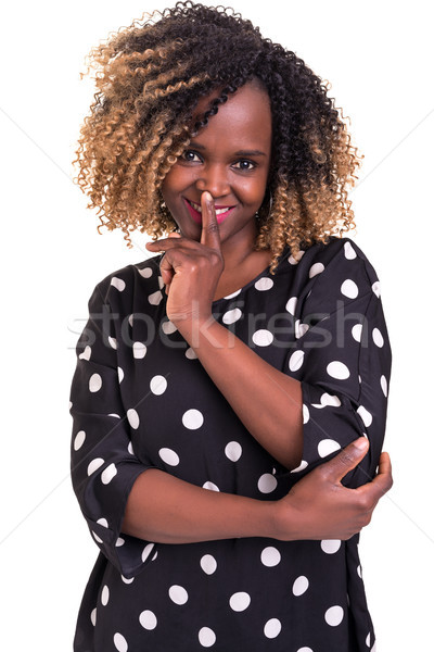 Csend gyönyörű afrikai fiatal nő kérdez izolált Stock fotó © hsfelix