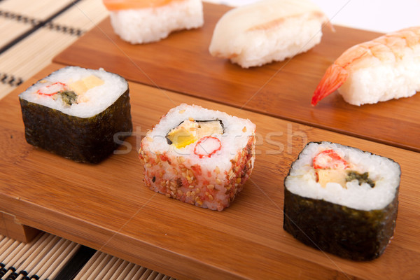 Stok fotoğraf: Sushi · parçalar · yalıtılmış · beyaz · gıda · restoran