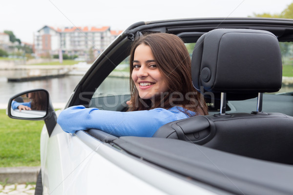 ストックフォト: 新しい車 · ビジネス女性 · 運転 · 新しい · スポーツカー · ビジネス