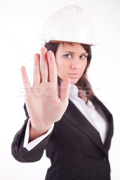 Business woman, making stop sign Stock photo © hsfelix