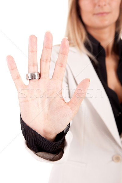 Business woman making stop sign Stock photo © hsfelix