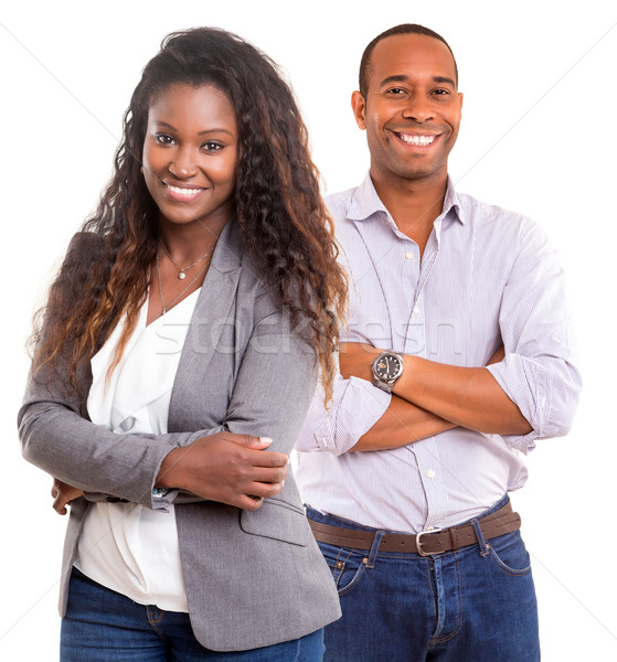 Perfekt Team jungen african Paar lächelnd Stock foto © hsfelix