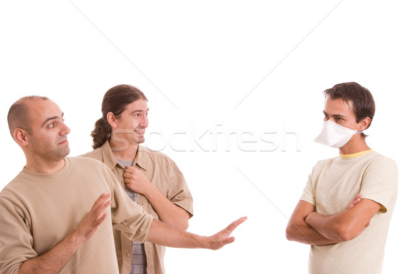 男子 感染 甲型h1n1流感 病毒 面對 面膜 商業照片 © hsfelix