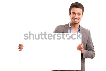 business man with an empty white card Stock photo © hsfelix