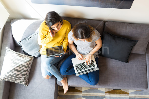 Ici belle jeunes femmes maison étudier finale [[stock_photo]] © hsfelix