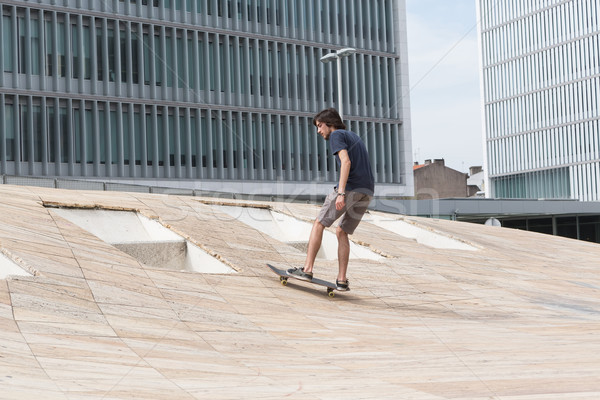 Stock foto: Skateboarder · lokalen · Himmel · Mann · Sport