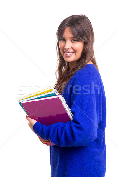 Gelukkig student jonge poseren witte vrouw Stockfoto © hsfelix