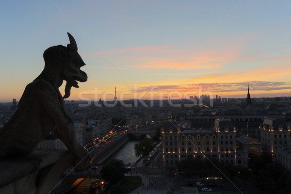 Stok fotoğraf: Izlerken · gün · batımı · Paris · gökyüzü · kilise