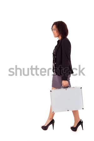 Geschäftsfrau jungen halten Koffer Fuß Stock foto © hsfelix