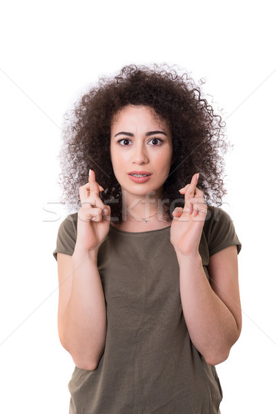 Kobieta palce odizolowany biały działalności strony Zdjęcia stock © hsfelix