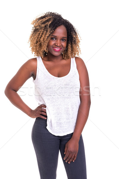 African Frau schönen jungen posiert isoliert Stock foto © hsfelix