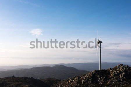 Stock foto: Wind · Energie · schönen · blauer · Himmel · Sonnenuntergang · Technologie