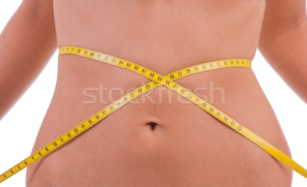 Stock photo: measuring tape around woman's waist