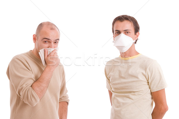 Casual hombres gripe aislado blanco cara Foto stock © hsfelix