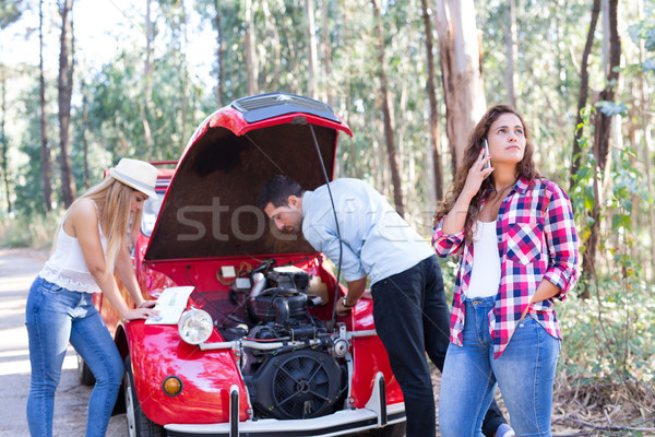 Não férias amigos problema carro velho estrada Foto stock © hsfelix