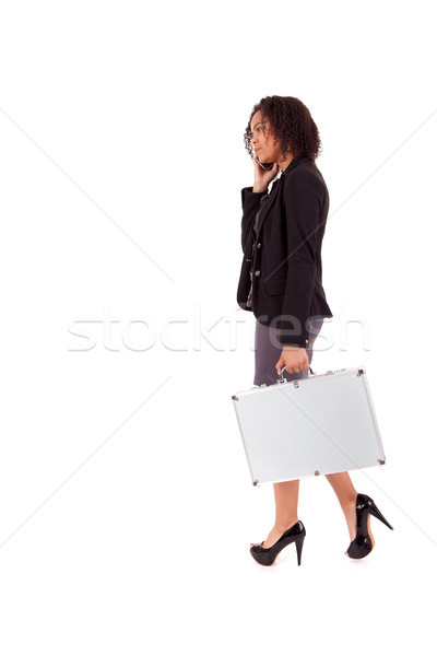 Geschäftsfrau jungen halten Koffer Fuß Stock foto © hsfelix