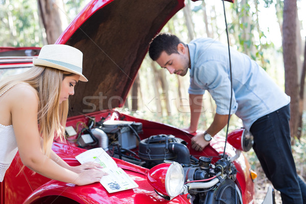 Não férias amigos problema carro velho estrada Foto stock © hsfelix