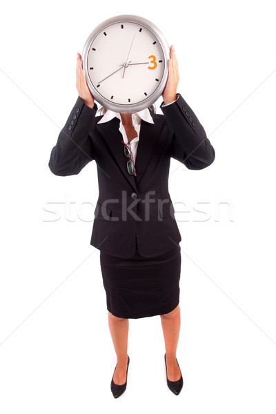Business woman holding a clock Stock photo © hsfelix